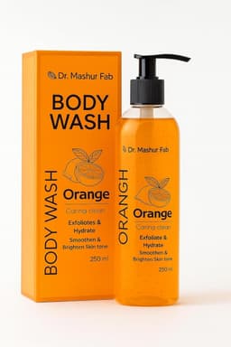 MASHUR FAB Body Wash – Exfoliating & Hydrating Formula | Brightens Skin Tone | 250ml Multiple Fragrance (1, Oorange)