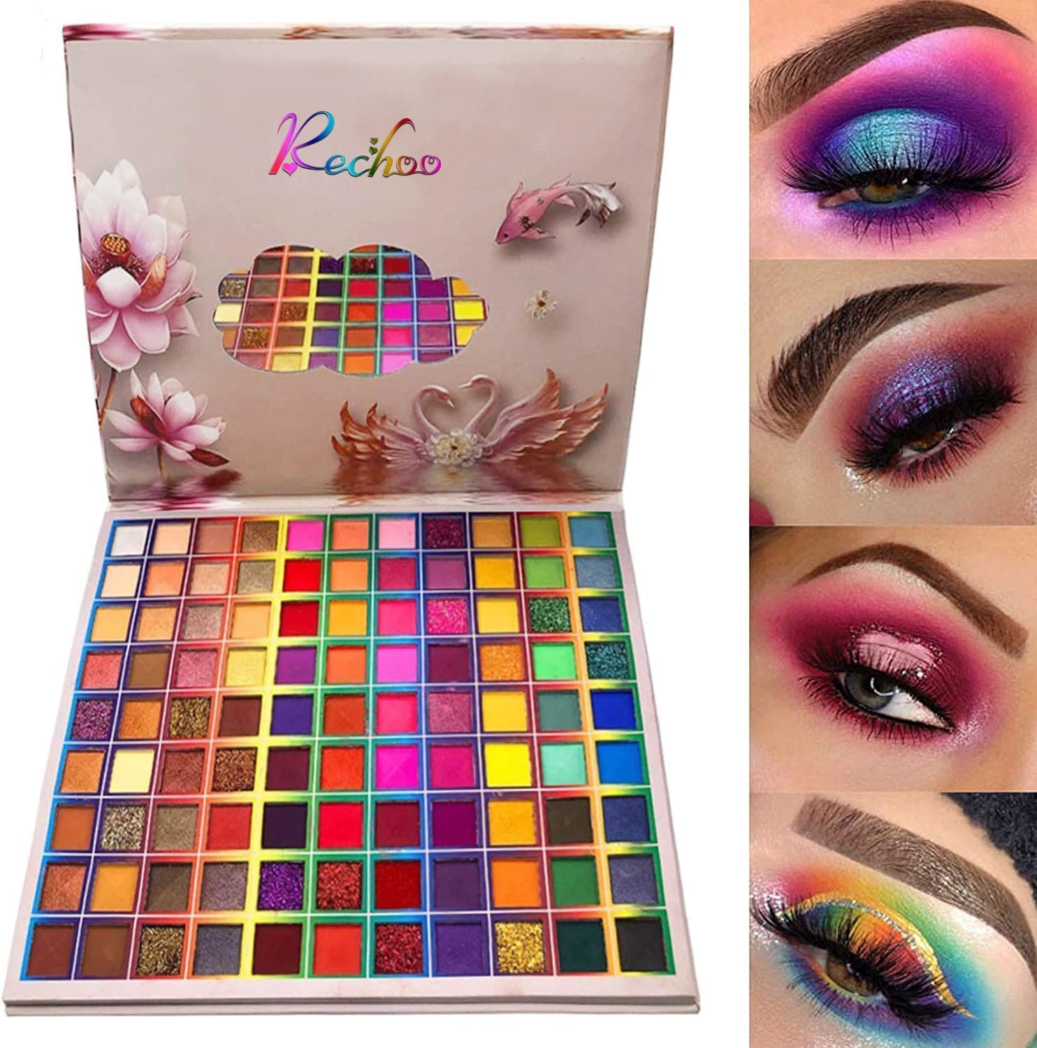 99 Colors Eyeshadow Palette, Rechoo Rainbow Colors Fusion Eyeshadow Palette, Professional Matte Glitter Makeup Pallet, Colorful Powder Long Lasting Eye Shadow