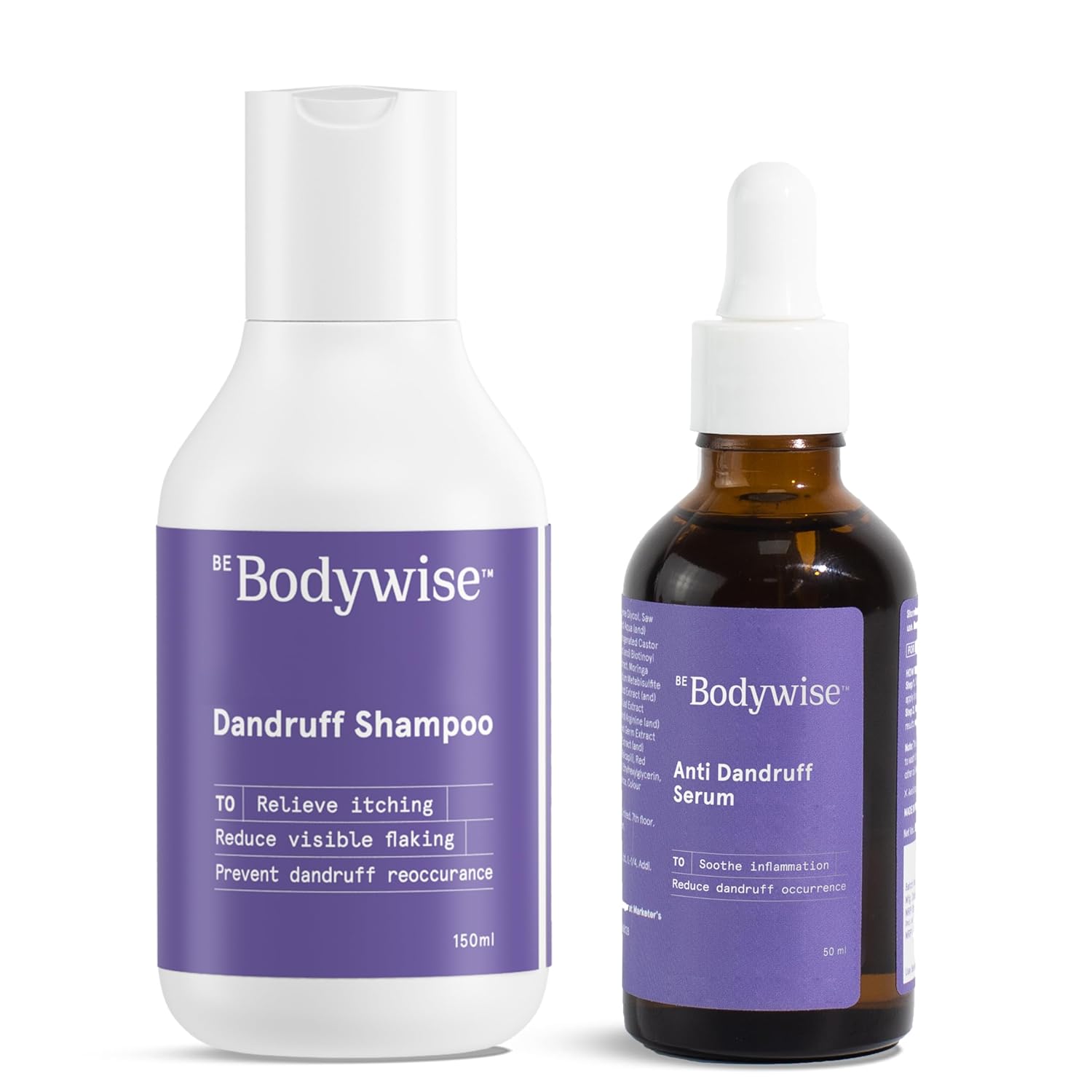 Be Bodywise Anti Dandruff Shampoo (150ml) & Intense Action Dandruff Removal Treatment (60ml) for Women | Targets Dandruff, & Removes Visible Flakes | SLS & Paraben Free