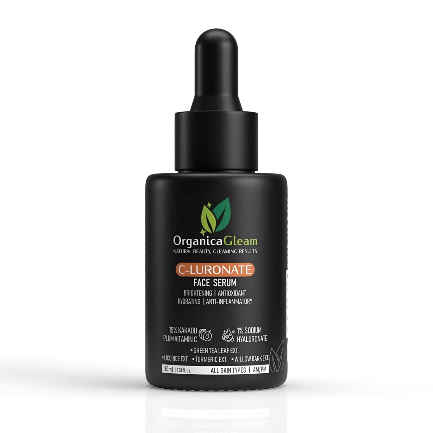 C-Luronate Face Serum with Vitamin C, Sodium Hyaluronate, Green Tea, Turmeric for Hydration, Antioxidant & Anti-inflammatory, Smooth Moisturized Skin, Skincare for Men and Women (30 ml)