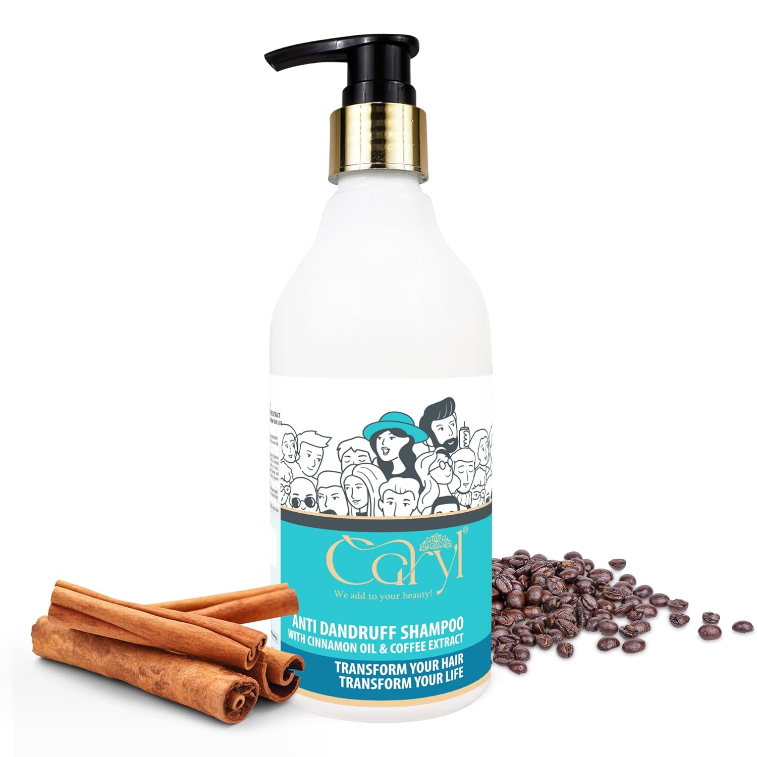 Caryl Anti Dandruff Shampoo | with Cinnamon Oil & Coffee Extract | Clears Dandruff, Purifies Scalp & Reduces Irritation | For Men & Women - 300 ML
