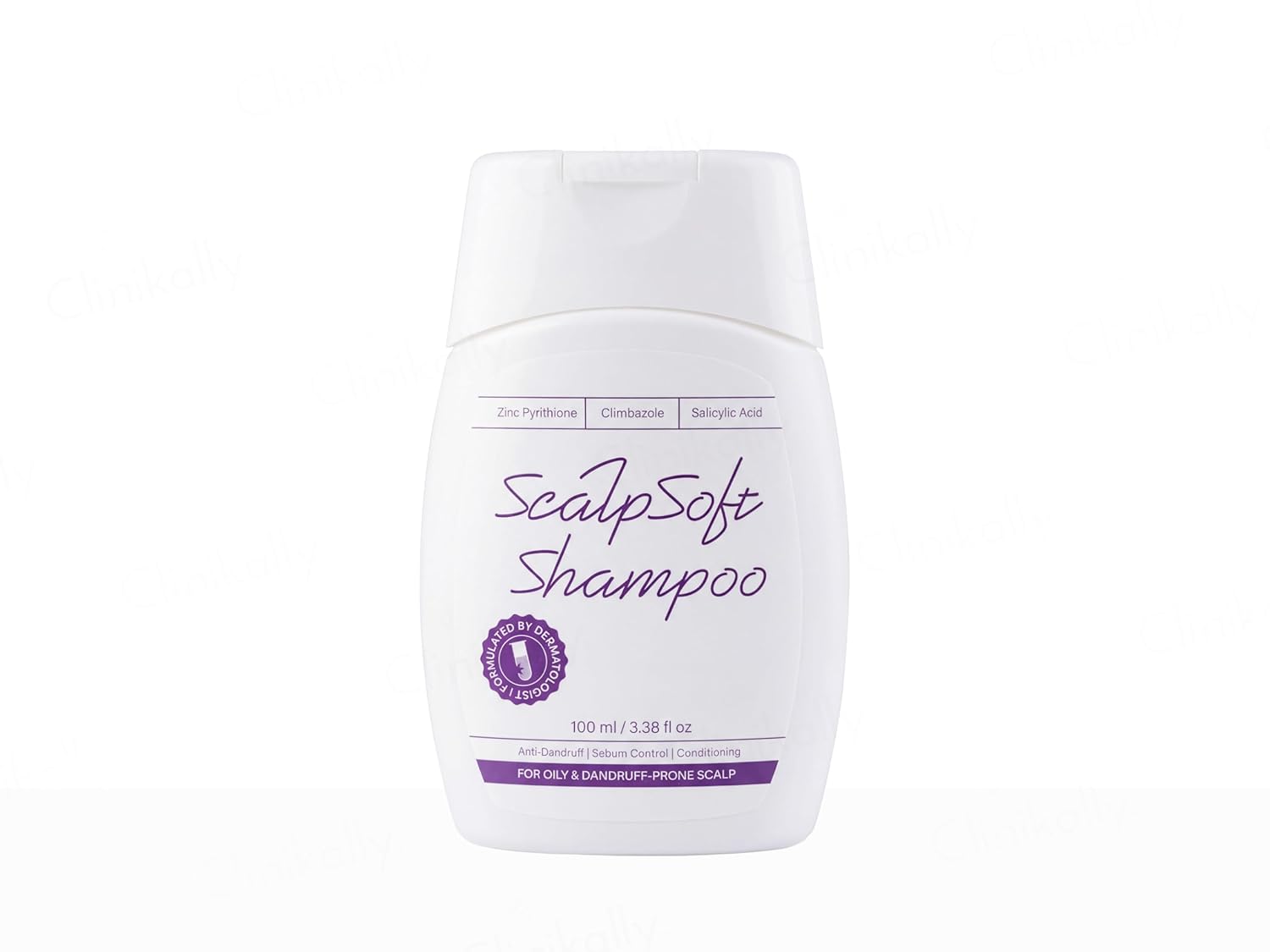 Clinikally ScalpSoft Anti-Dandruff Shampoo for Oily & Itchy Scalp | Dermatologist Formulated with Zinc Pyrithione, Climbazole & Salicylic Acid | Aloe Vera & Silk Protein Enriched | Oil Control, Scalp Balance | Vegan, Cruelty Free | 100 ml