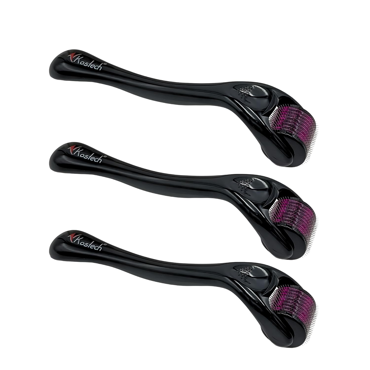Derma Roller for Hair Growth 540 Titanium Microneedles | Beard Growth Roller for Men | Skin Care Microneedling Roller for Face, Acne Scars & Hair Regrowth β For Men & Women (Pack of 3, 2.5mm)