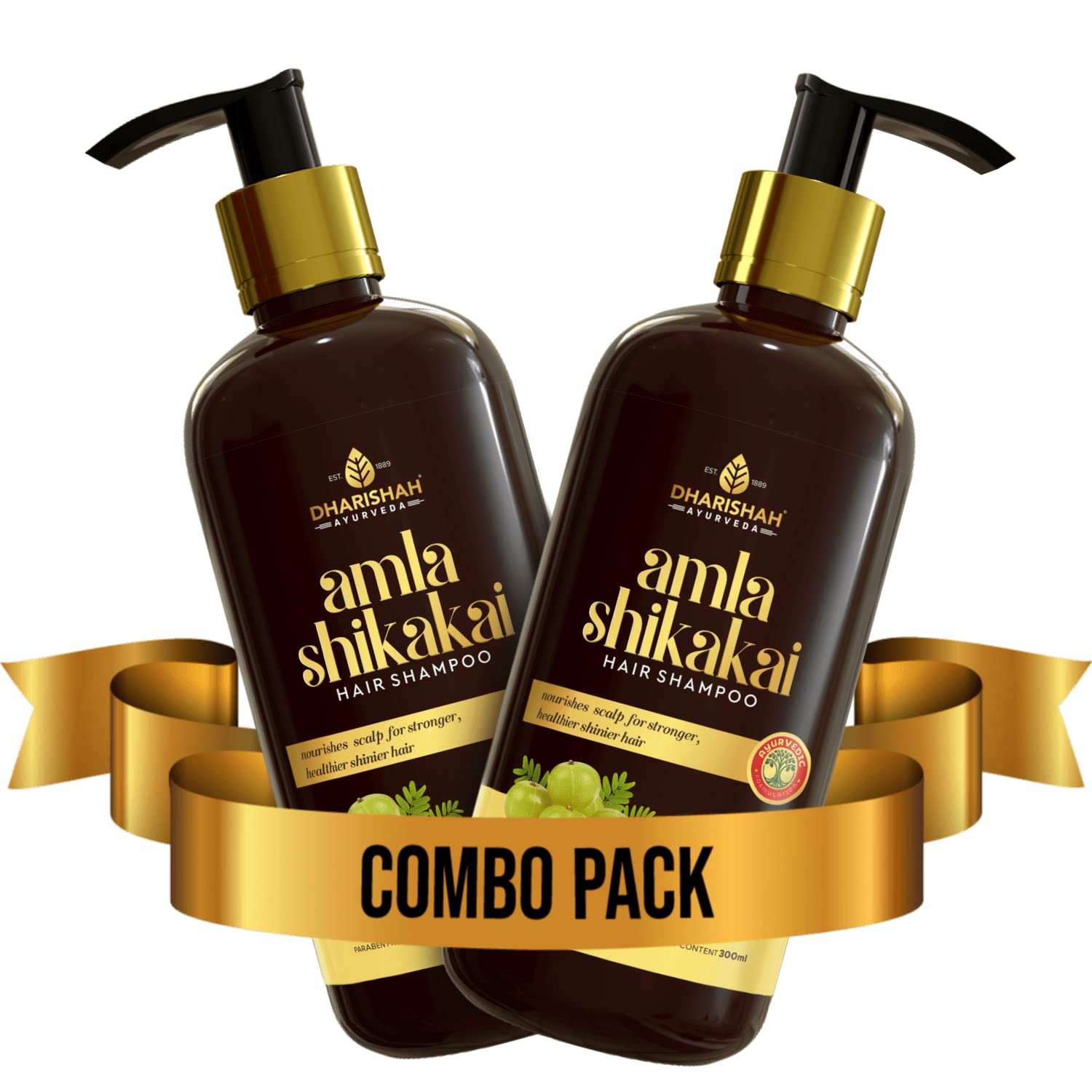 Dharishah Ayurveda Amla Reetha Shikakai Shampoo – Ayurvedic Natural Hair Shampoo for Women & Men | Hair Fall Control & Dandruff Care | Sulphate & Paraben Free Herbal Cleanser for All Hair Types 600ml