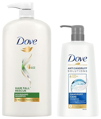 Dove Hair Fall Rescue & Anti Dandruff Solutions Shampoo - 1 Ltr & 650 ml, Prevents Dandruff & Dry Scalp, Mild Daily for Weak, Smooth & Frizz Free Hair - For Men & Women