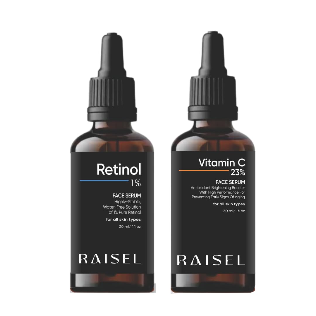 Face Serum Combo | Retinol 1% & Vitamin C 23% | Anti-Aging, Brightening & Skin Renewal Serum | Reduces Fine Lines, Dark Spots & Boosts Radiance | For All Skin Types | 30ml Each