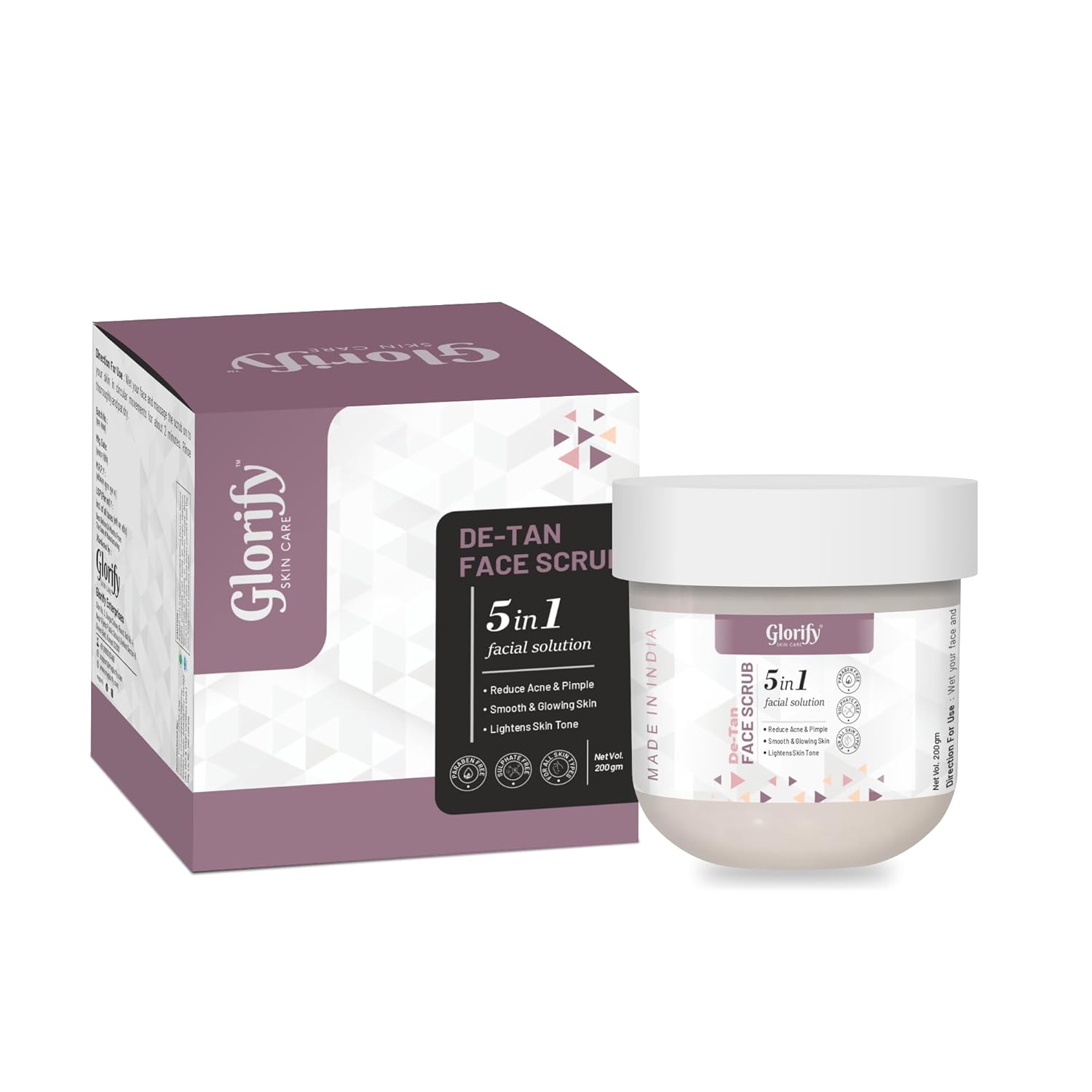 Glorify De-Tan Face Scrub for Radiant Skin (200g) | Gentle Exfoliation | Helps Reduce Appearance of Dark Spots | Supports Clear-Looking Skin | For Men & Women | All Skin Types