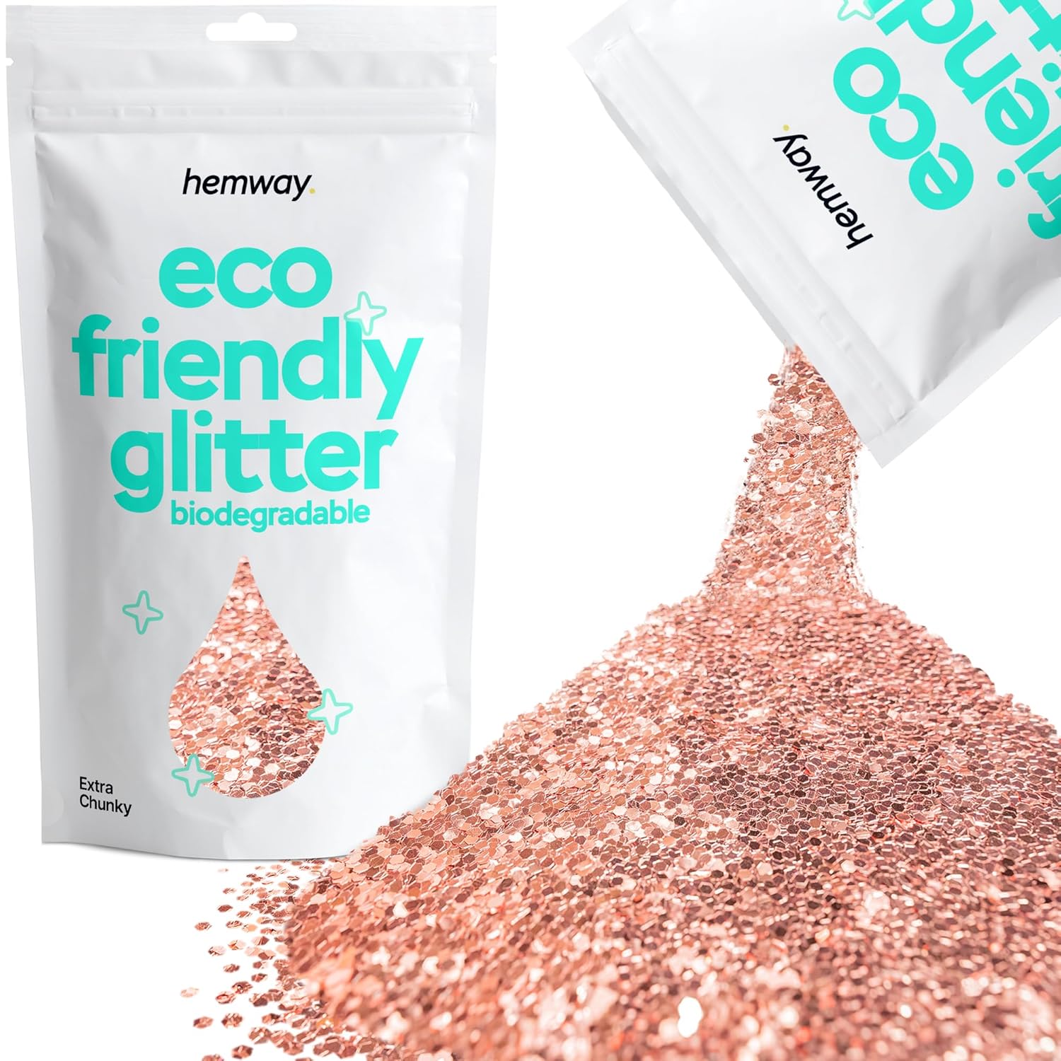 Hemway Eco Friendly Biodegradable Glitter 100g / 3.5oz Bio Cosmetic Safe Sparkle Vegan For Face, Eyeshadow, Body, Hair, Nail And Festival Makeup, Craft - 1/24" 0.04" 1mm - Rose Gold
