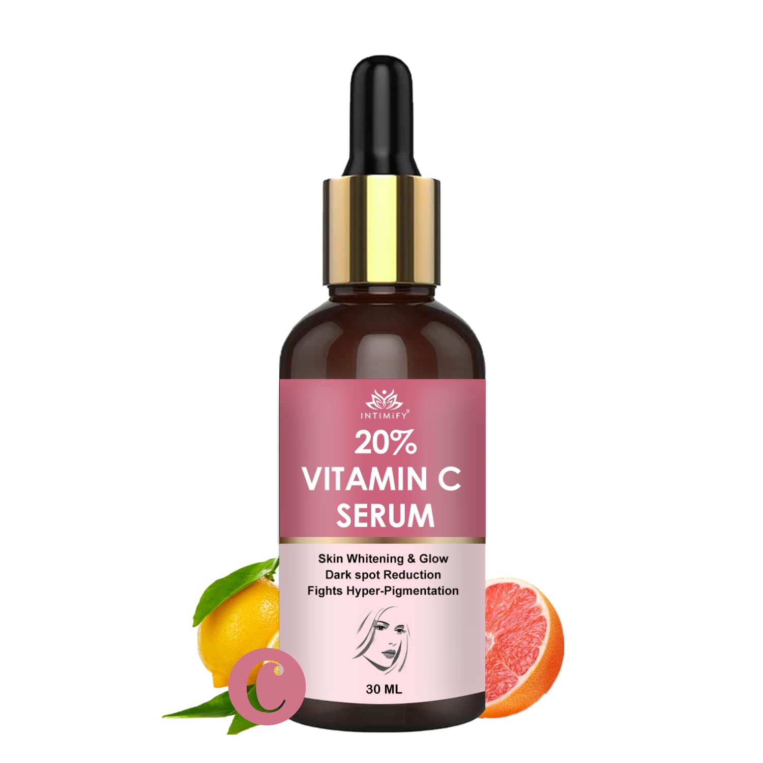 INTIMIFY 20% Vitamin C Face Serum | For Glowing Skin | Suitable for Oily Skin | 30 ml