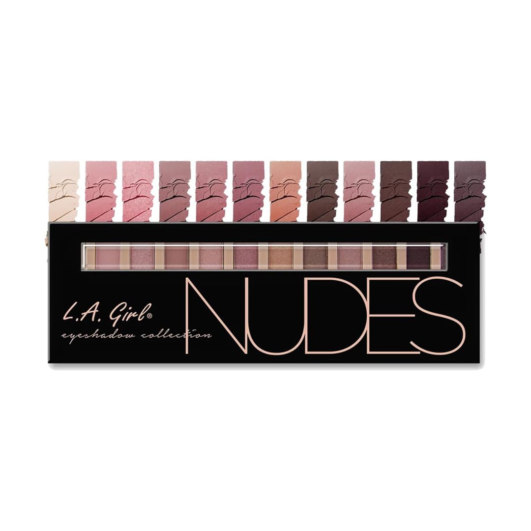 L.A. Girl Beauty Brick Eyeshadow Palette – Nudes | 12 Richly Pigmented Shades | Matte & Shimmer Finishes | Everyday Neutral Eye Makeup | Travel-Friendly with Mirror & Brush
