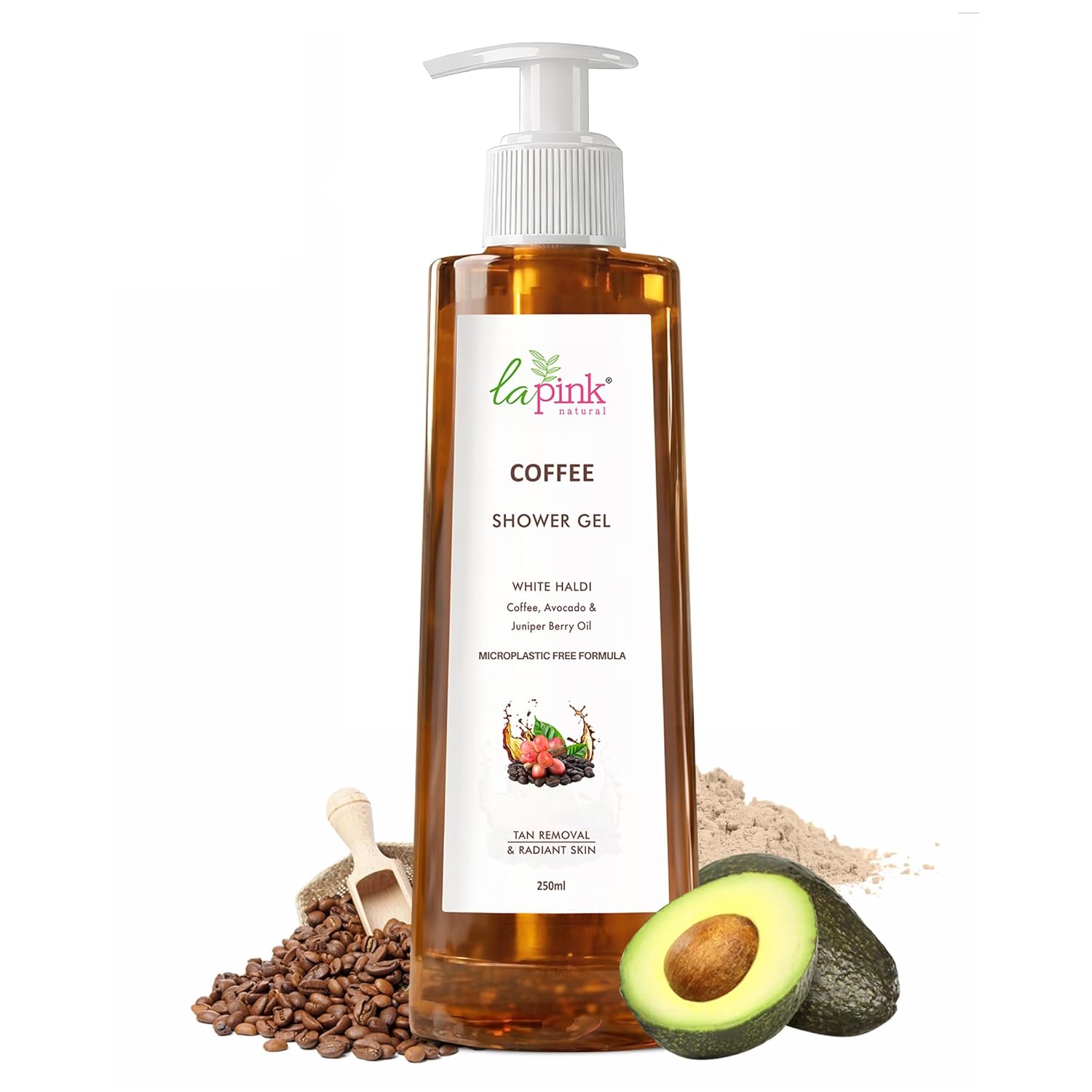 La Pink Coffee Shower Gel 250ml | Removes Tan & Give Deep Cleansing | For Soft, Radiant & Glowing Skin | 100% Microplastic Free Body Wash with Goodness of Coffee, Avocado & Juniper Berry Oil