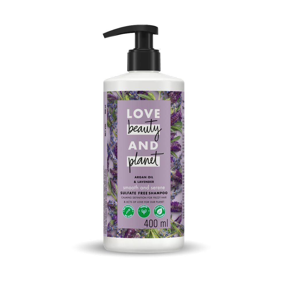Love Beauty & Planet Argan Oil and Lavender Sulfate Free Smooth and Serene Shampoo|| No Parabens|| No Dyes|| 400ml