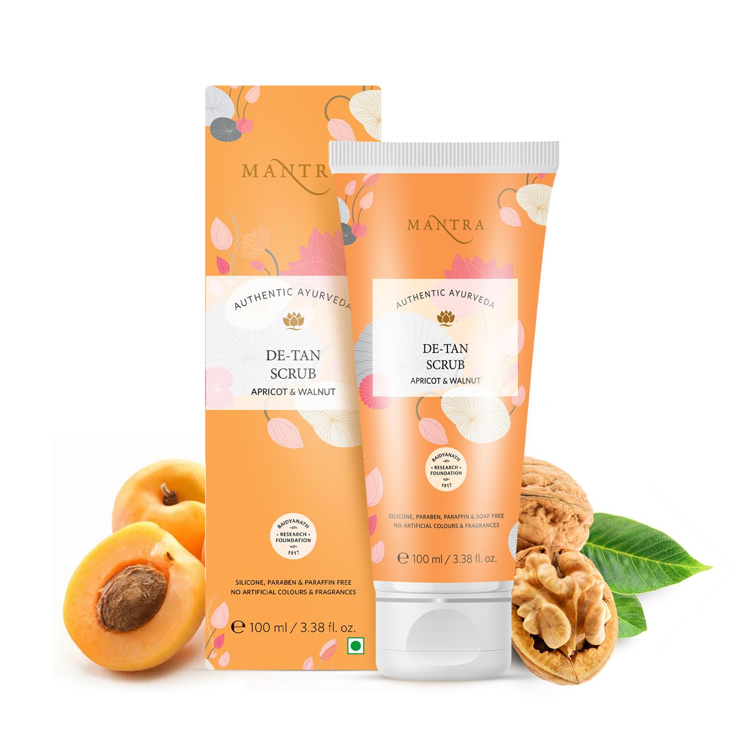 Mantra Herbal De-Tan Scrub Apricot & Walnut - 100 ml | Reduces Pigmentation & Blackheads, Retain Moisture, Eliminates Patches of Dry Skin & Relieves Skin Inflammation