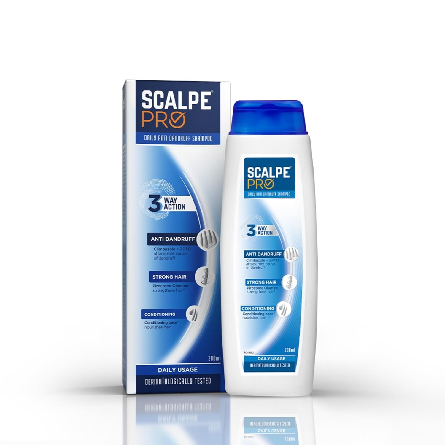 Scalpe Pro Daily Anti-Dandruff Shampoo | Removes Dandruff from Source | Prevents Itching & Irritation | Scalpe Science | Climbazole Formulation | Dermatologically Tested | For Women & Men | 200ml