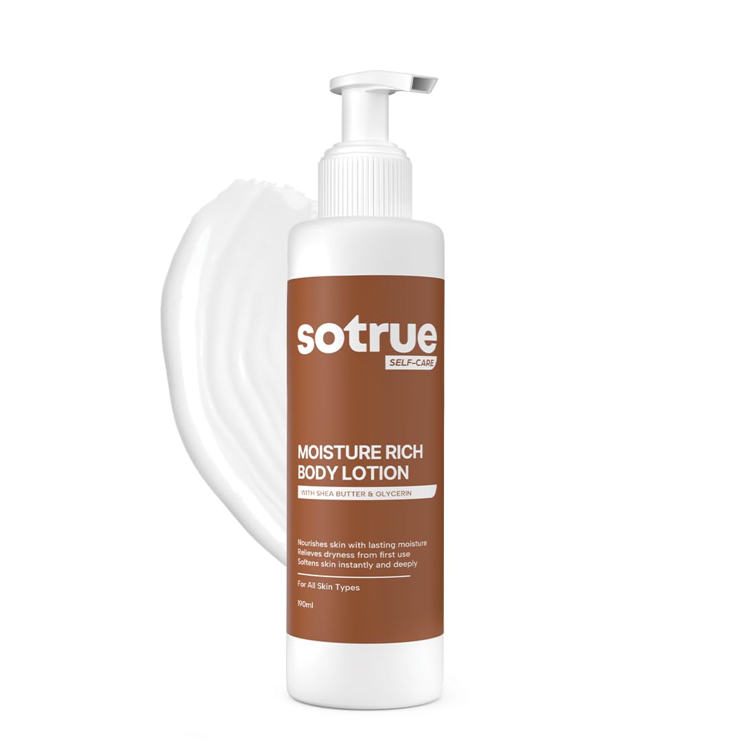 Sotrue Moisture Rich Body Lotion with Shea Butter, Cocoa Butter & Glycerin | Deep Nourishment & Long-Lasting Hydration for Dry to Very Dry Skin | Non-Sticky Daily Moisturizer | 190ml