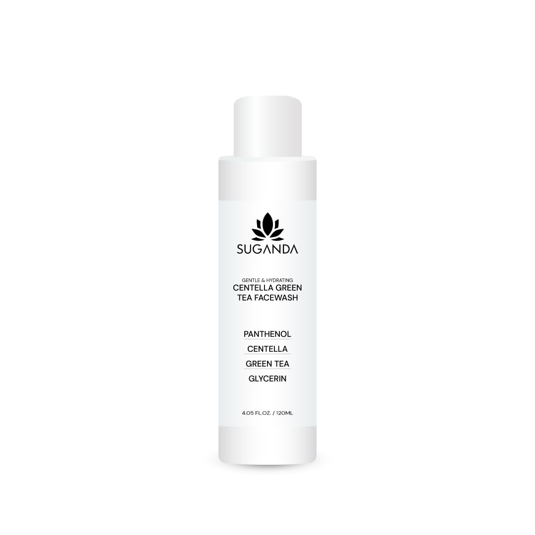 Suganda Centella Green Tea Face Wash | Gentle Hydrating Cleanser with Panthenol & CICA | Sulfate-Free Daily Face Wash for Oily, Sensitive & Acne-Prone Skin | Removes Dirt, Oil & Makeup | 120 ml