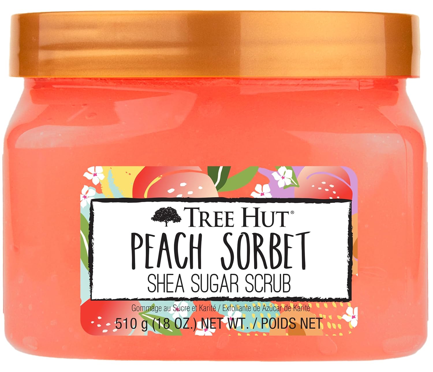 Tree Hut Peach Sorbet Shea Sugar Scrub | Exfoliating Body Scrub Removes Dead, Dry Skin for a Soft & Hydrated Feel | Nourishing Essential Body Care | 510gms