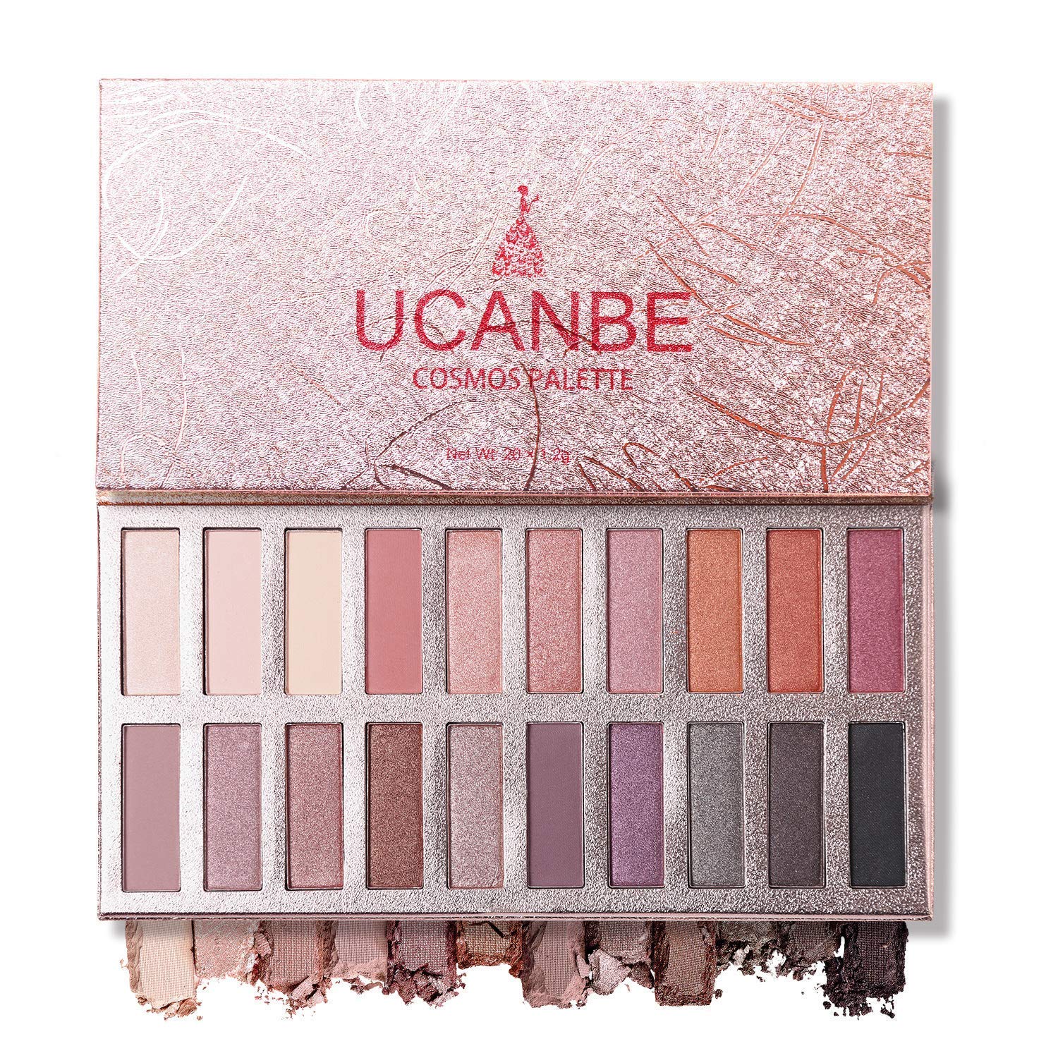 Ucanbe Glittering Cosmos Eye shadow Palette ?Pro 20 Eyeshadows High Pigmented & Long Wear, Matte + Shimmer Shades for Natural Nude Smoke Makeup (Naked)