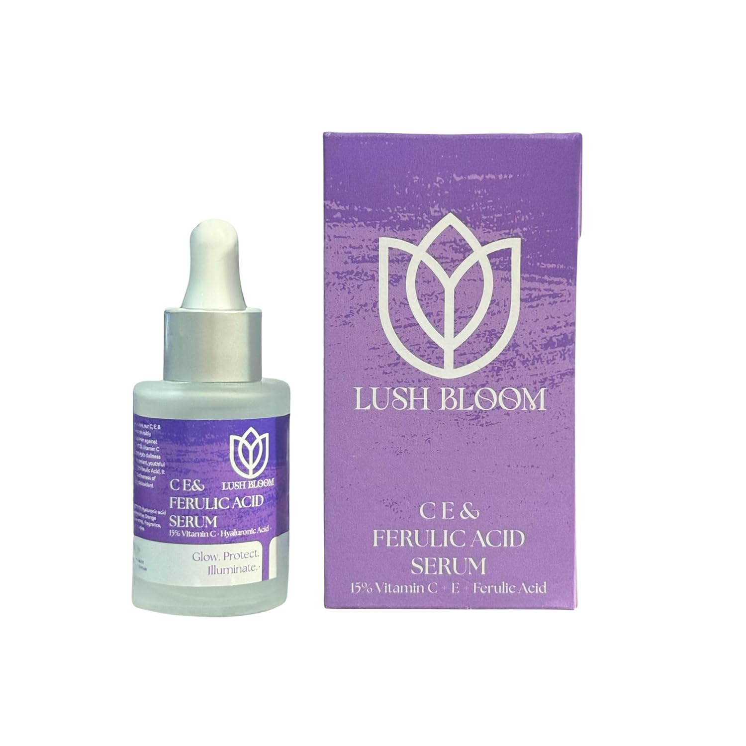 Unisex CE & Ferulic Acid Face Serum 30ml with 15% Vitamin C & Hyaluronic Acid, Glow & Protect | Fights Pigmentation | Brightens & Evens Skin Tone | Suitable for All Skin Types
