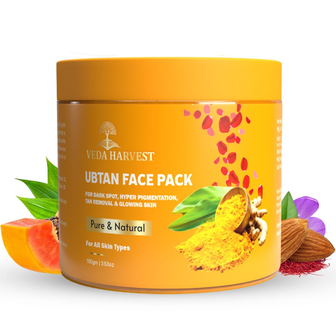 Veda Harvest Ubtan Detan Face Pack, For Glowing Skin,Tan Removal, Hyperpigmentation, Dark Spots,Acne Control, Radiant Complexion | Ayurveda Inspired | All Skin Types |100gm