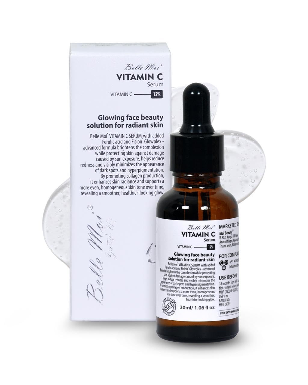Vitamin C Serum 12% – Brightening & Glow Booster with Ferulic Acid, Treats Uneven Skin Tone, Dark Spots & Sun Damage, Improves Skin Texture – Unisex, All Skin Types – 30 ml